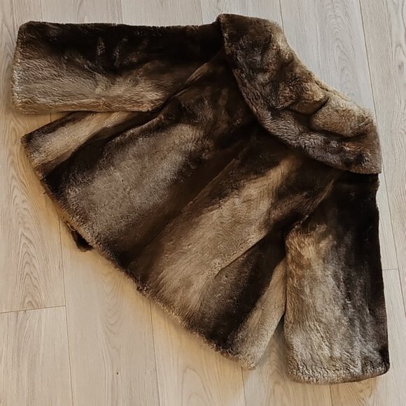 Vintage Beaver Fur Swing Coat Cropped Sleeve Jacket Medium - Picture 9 of 12